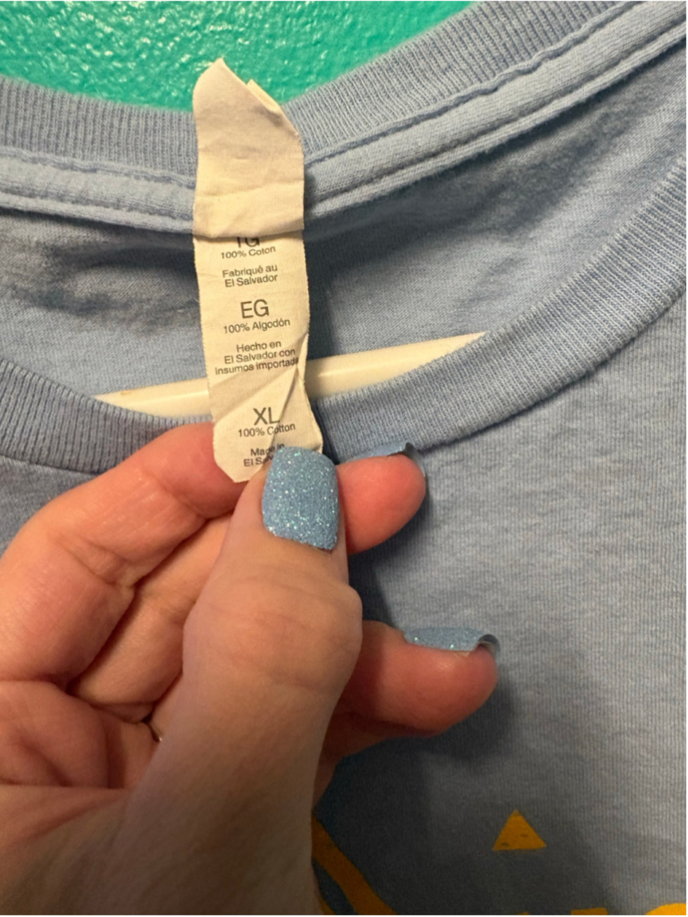 Women's Fruit of the Loom Graphic Tee XL Blue Yellow - Picture 2 of 3